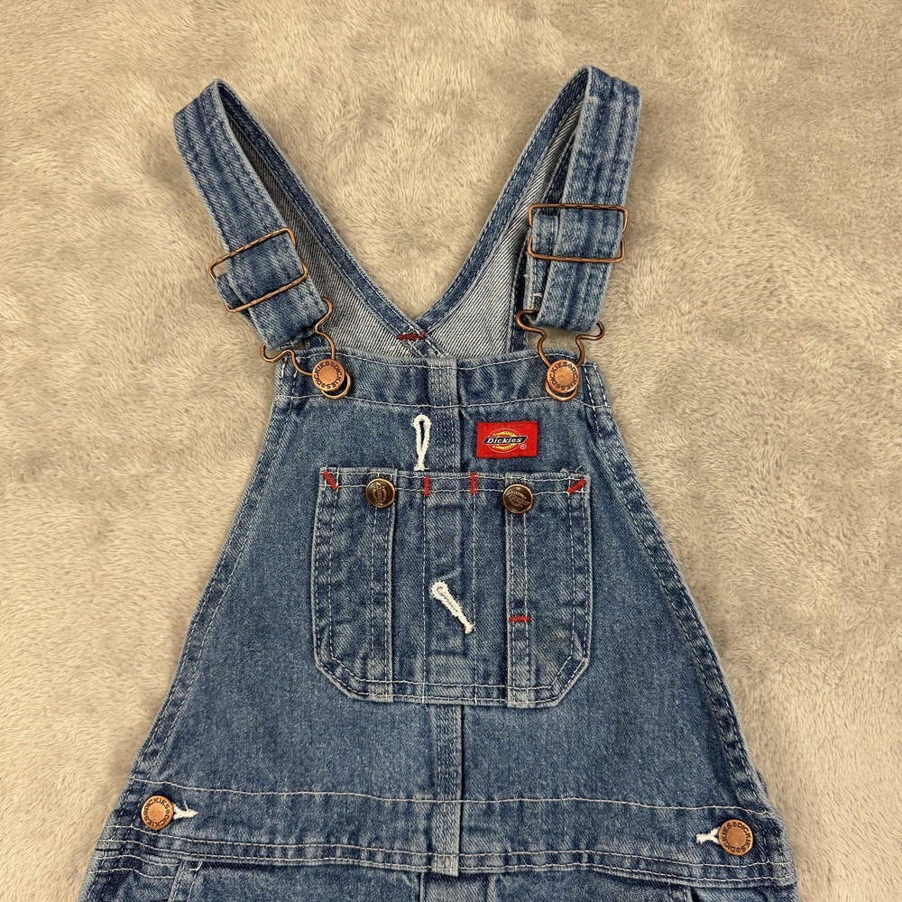 Dickies Bib Overalls Kids S Blue Denim Carpenter Play Farm Work School Casual - Picture 4 of 16